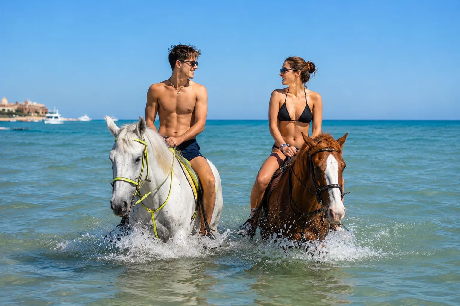 Red Sea Horse Riding in Hurghada (Beach and Desert), guide leading the group