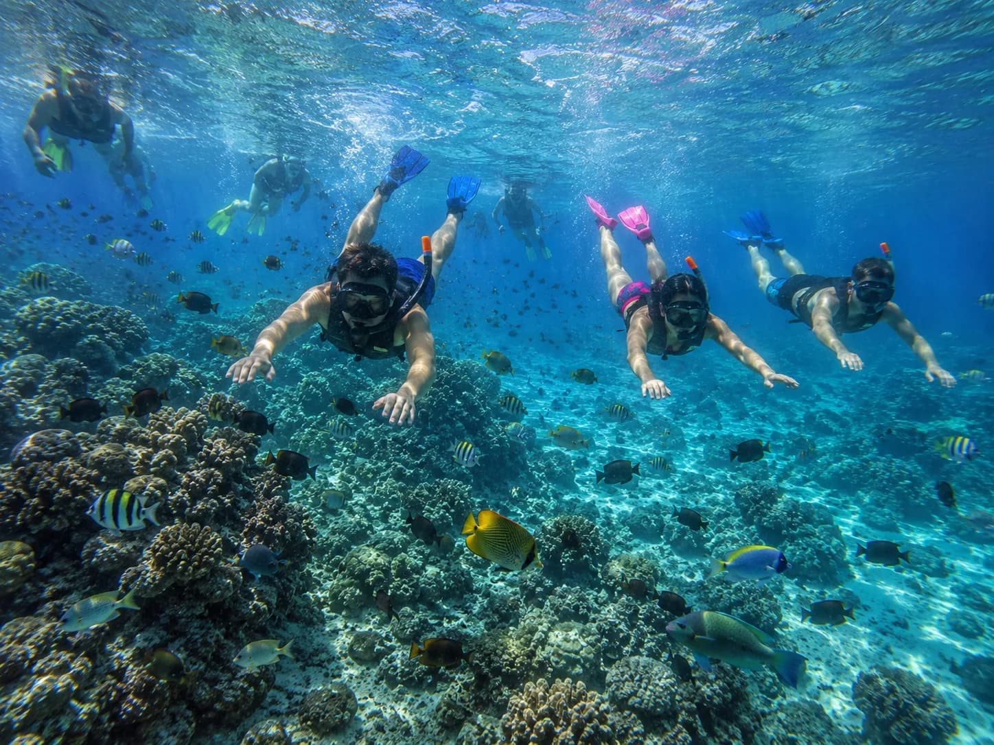 Ozirea Island, Full-Day Premium Boat Trip from Hurghada, swimming in turquoise shallows