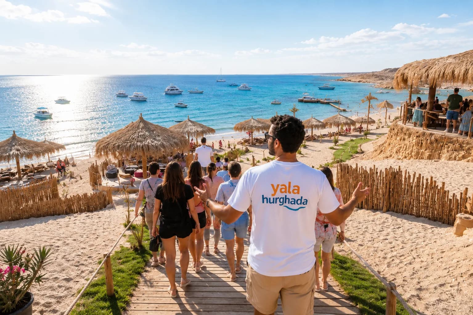 Ozirea Island, Full-Day Premium Boat Trip from Hurghada, the boat anchored off the island