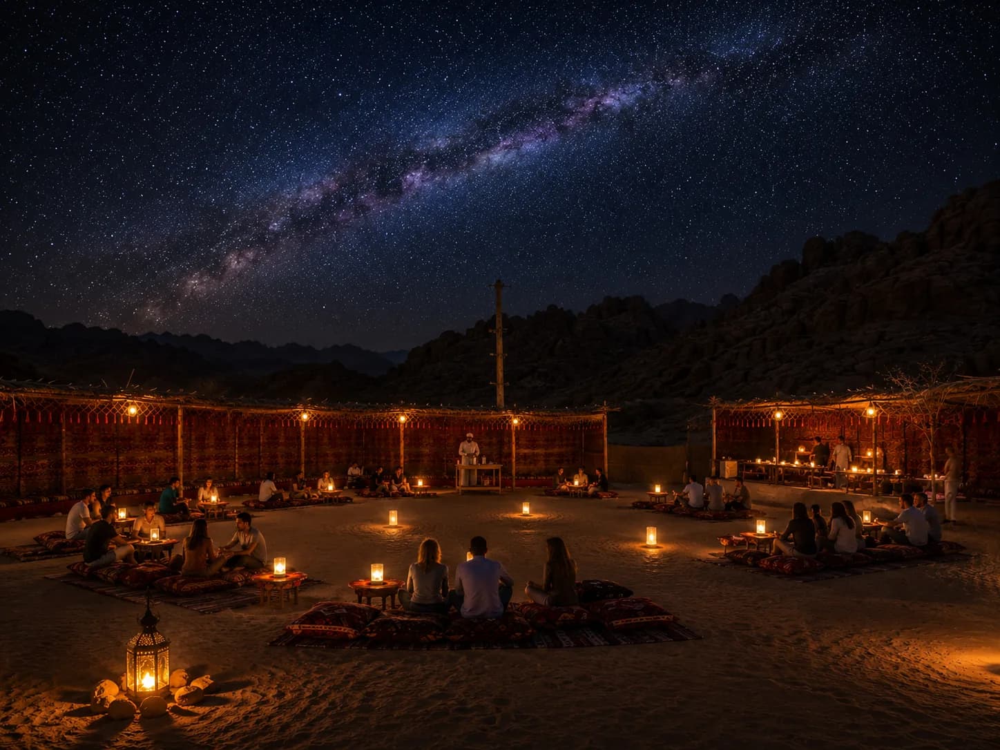 Stargazing Desert Safari from Hurghada, Bedouin tea being served