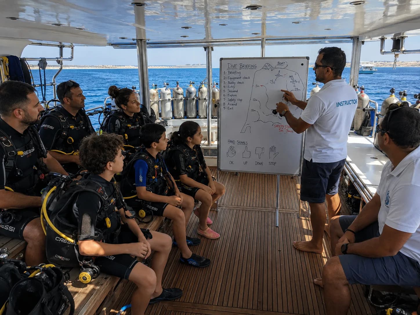 Boat Trip: Discover Scuba Diving in Hurghada, divers descending on the reef